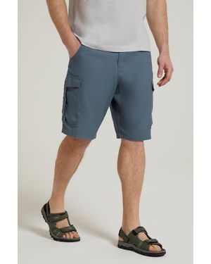 Mountain Warehouse 'Lakeside' Twill Cotton Cargo Shorts With Multiple Pockets - Blue