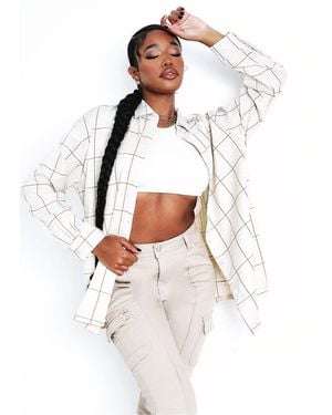 Missy Empire Missy Empire Checked Oversized Shirt - White