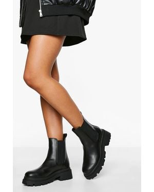 Boohoo Chunky Double Sole Chelsea Boots - Black