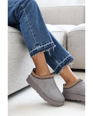 Where's That From Wheres 'Reina' Cosy Faux-Suede Fur Lining Slipper - Blue