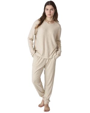 J&j Brothers Jjbfp2000 Long-Sleeved Ribbed Pyjamas - Natural