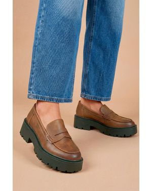 Faith Thea Faux Leather Chunky Loafers - Blue
