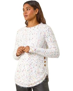 Roman Nep Curved Hem Jumper - White