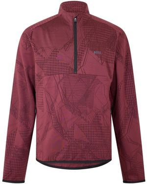 BOSS Desert Active Funnel Neck High Collar Long Sleeve T-Shirt - Purple