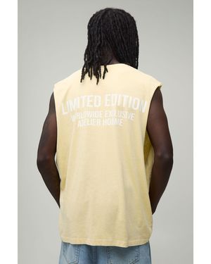 BoohooMAN Oversized Washed Limited Edition Tank - Natural