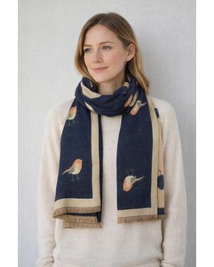 SVNX Robin Embroidered Reversible Scarf - Blue