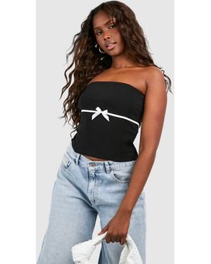 Boohoo Bengaline Bow Waist Corset - Blue