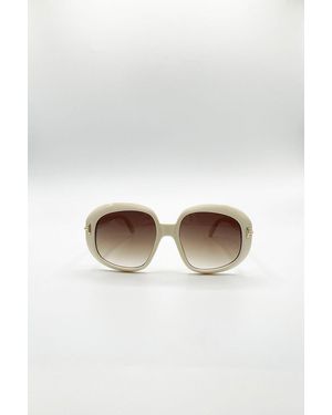 SVNX Bold Round Oversized Sunglasses - White