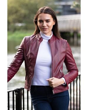 Ashwood Leather 'Lillian' Real Biker Jacket - Red
