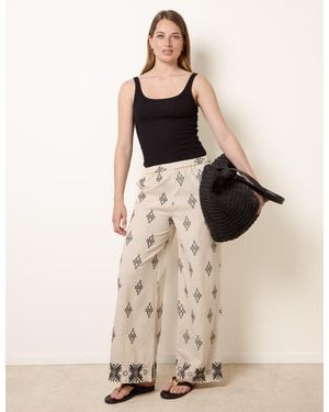 Blue Vanilla Embroidered Trousers - Natural