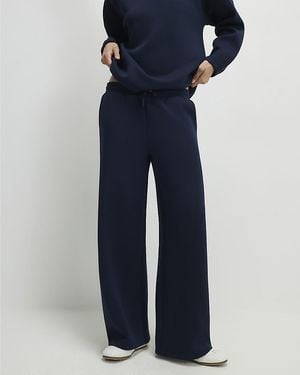 River Island Joggers Premium Twill Fabric Wide Leg - Blue