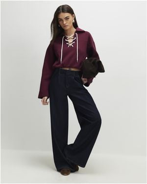 River Island Sweatshirt Lace Up - Blue