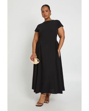 Boohoo Plus Textured Volume Skirt Midaxi Dress - Black