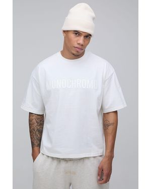 BoohooMAN Monochromo Rubber Print Oversized T-Shirt - White