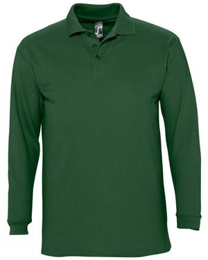 Sol's Winter Ii Long Sleeve Pique Cotton Polo Shirt (Golf) - Green