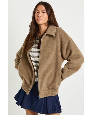 Boohoo Textured Wool Look Jacket - Blue