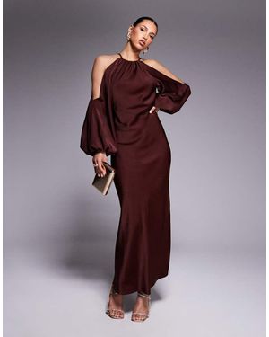 ASOS Cold Shoulder Blouson Maxi Dress - Purple