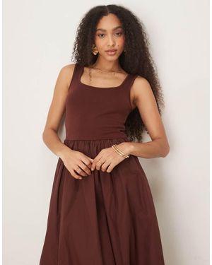 Nobody's Child Colorado Square Neck Midi Dress - Brown