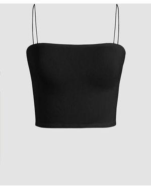 Hiccup Square Collar Crop Top - Black