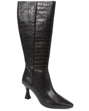 Jones Bootmaker Knee-High Leather Heeled Boots - Black