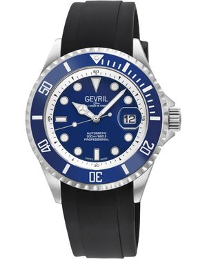 Gevril Wall Street Swiss Automatic Sellita Sw200-1 Bezel Dark Enamel Dial Watch - Black