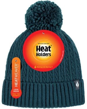 Heat Holders Ladies Thermal Cable Beanie Hat - Blue