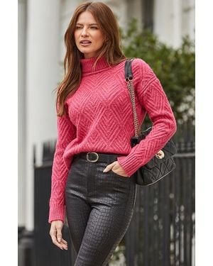 Sosandar Hot Stitch Detail Jumper - Pink