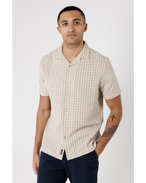 Kensington Eastside Cotton Button-Up Shirt With Check Print - Natural