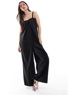 ONLY Pleat Detail Wide Leg Jumpsuit - Black