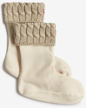 HUNTER Recycled 6 Stitch Cable Short Boot Sock - White