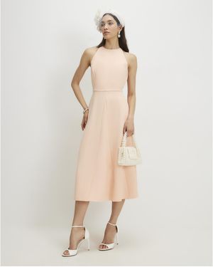 River Island Midi Dress Bow Back Detail - Natural