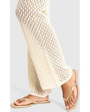 Boohoo Square Toe Flip Flops - Natural