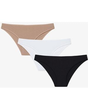 Penti Mid-Waist Cotton Jersey Briefs, 3-Pack - Black