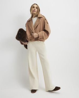 River Island Jacket Bubble Hem Double Breasted - White