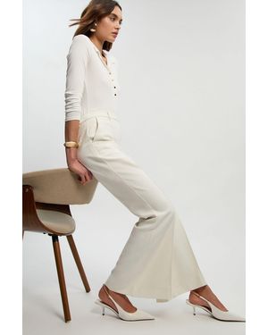 Karen Millen Petite Polished Tailored Bootcut Trouser - Natural