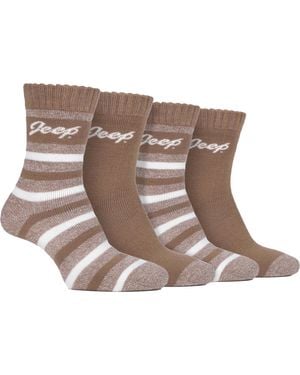 Jeep 4 Pack Ladies Thermal Boot Socks - Natural