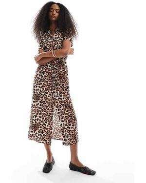 Vero Moda Easy Buttondown Long Shirt Dress - Brown