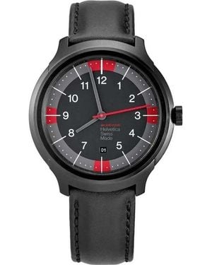 Mondaine Mh1-B1222-Lb Helvetica Bold Spiekermann Edition Watch - Black