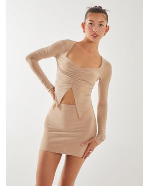 Pink Vanilla Slinky Ruched Butterfly Top - Natural