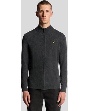 Lyle & Scott Lambswool Blend Zip Cardigan - Black
