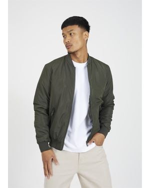 Brave Soul Padded Bomber Jacket Zip Up - Green
