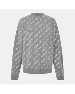 Balenciaga All Over Logo Jumper - Grey