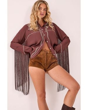 Nasty Gal Western Embroidered Fringe Shirt