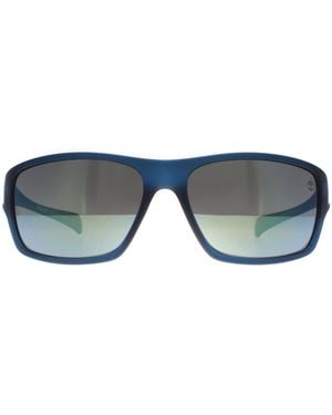 Timberland Wrap Matte Smoke Polarized Tb00017 Sunglasses - Blue