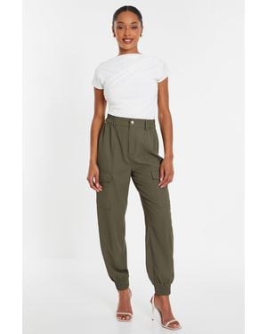Quiz Khaki Cargo Cuff Trousers - White