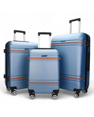 Infinity Leather Hardshell Cabin Suitcase Robust Abs Lightweight Luggage Holiday Bag - Blue