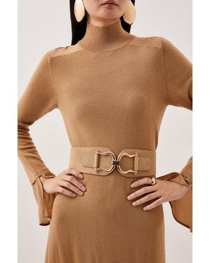 Karen Millen Suede Chunky Stretch Waist Belt - Brown