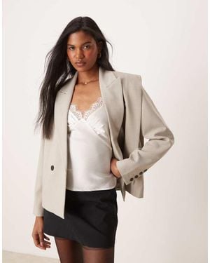 ASOS Boxy Shoulder Detail Blazer - Natural