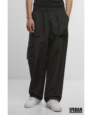 Urban Classics Relaxed Fit Straight Leg Ripstop Cargo Trousers - Black