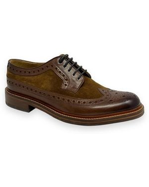 Chapman & Moore Longwing Brogue Leather/Suede Mahogany/Tobacco Shoes - Brown